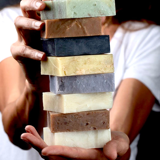 Fresh Favorites Soap Collection featuring six luxurious soap bars: Lavender, Goat Milk, Eucalyptus, Green Tea, Exfoliating, and Lemongrass