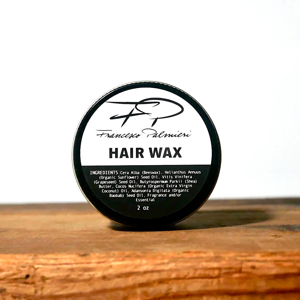 Francesco Palmieri Hair Wax in a sleek container, showcasing its premium quality for styling